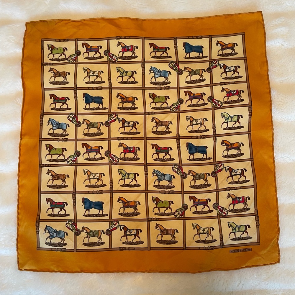 hermès silk stamped scarf